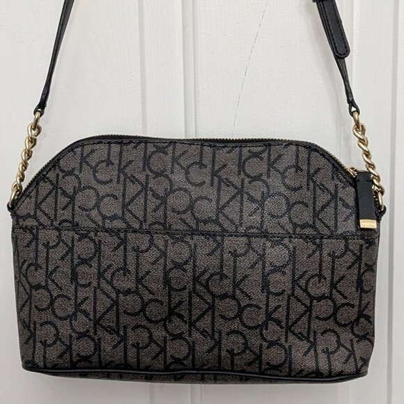 Calvin Klein Ck Must Monogram Recycled Crossbody Bag In Brown Black . Great Cond - Picture 3 of 14